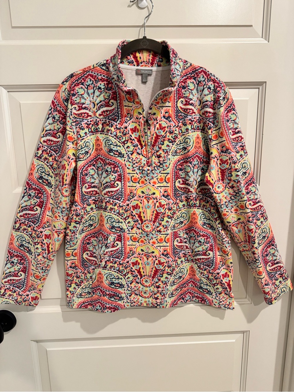 Talbots Multicolor Paisley Quarter-Zip Pullover